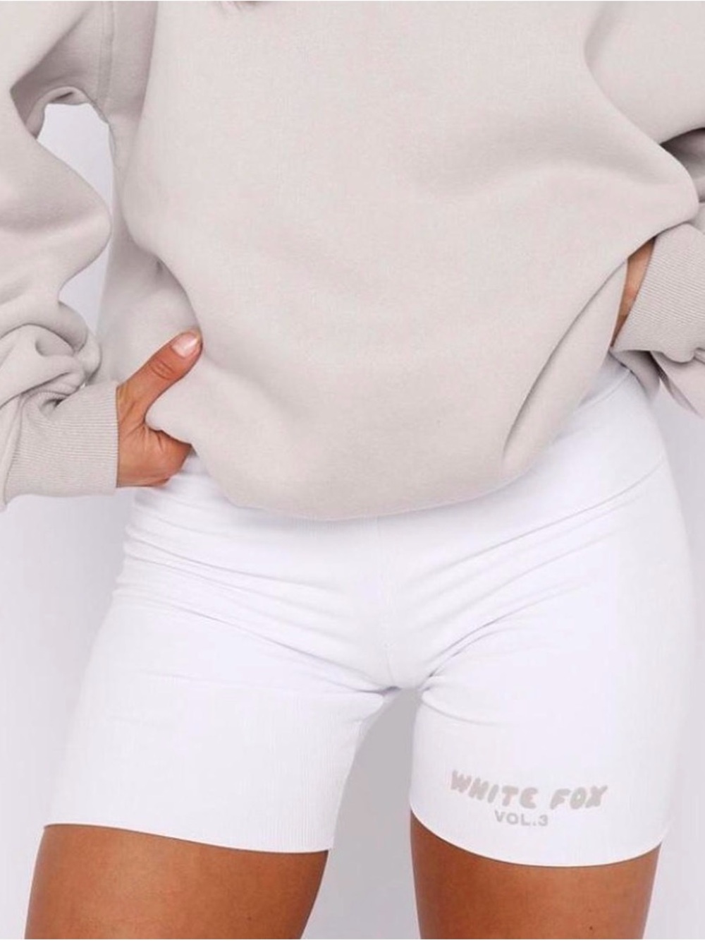 White Fox Women's White Ribbed Bike Shorts Size Medium